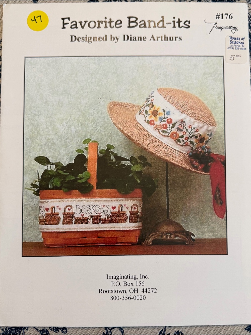 Favorite Band-its Imaginating Cross Stitch Pattern Basket Band Garden Band VTG